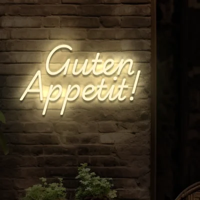 Neon schriftzug Guten Appetit beige 1