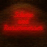 Neon schriftzug Schere und rasiermesser rot 8