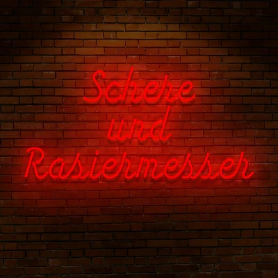 Neon schriftzug Schere und rasiermesser rot 8