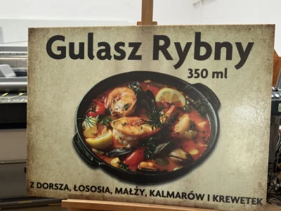 Plexiglas-Werbeschild – Fischsuppe mit Meeresfrüchten